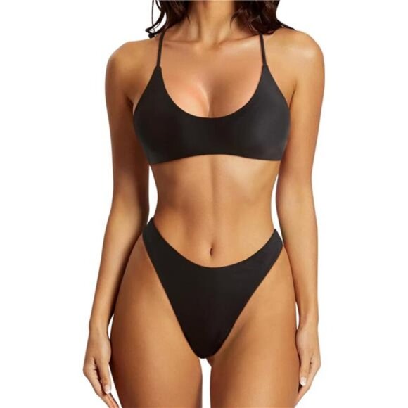High Waisted Thong Bikini Set Reversible Push Up Piece Swimsuit